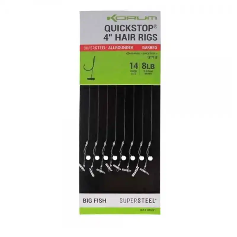 Quickstop Hair Rigs - Barbed - Haak: 10 - 0,28 mm - 15''