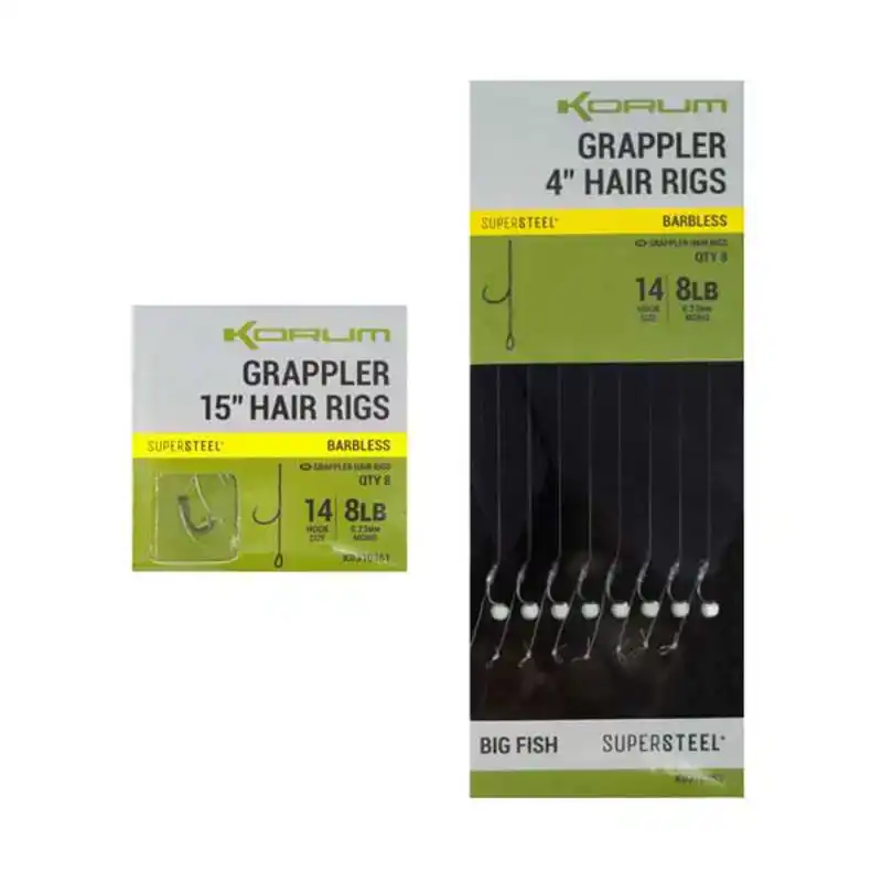 Grappler Hair Rigs - Barbless - Haak: 10 - 0,28 mm - 15''/38