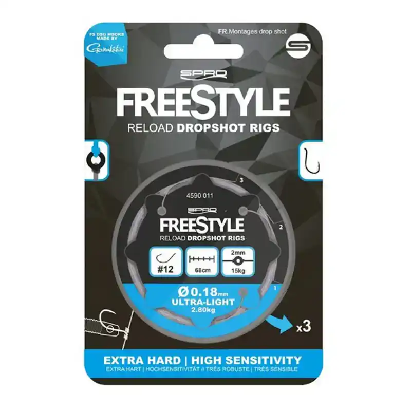 Freestyle Reload Dropshot Rigs - Haak: 10 - 0,18 mm - 68 cm